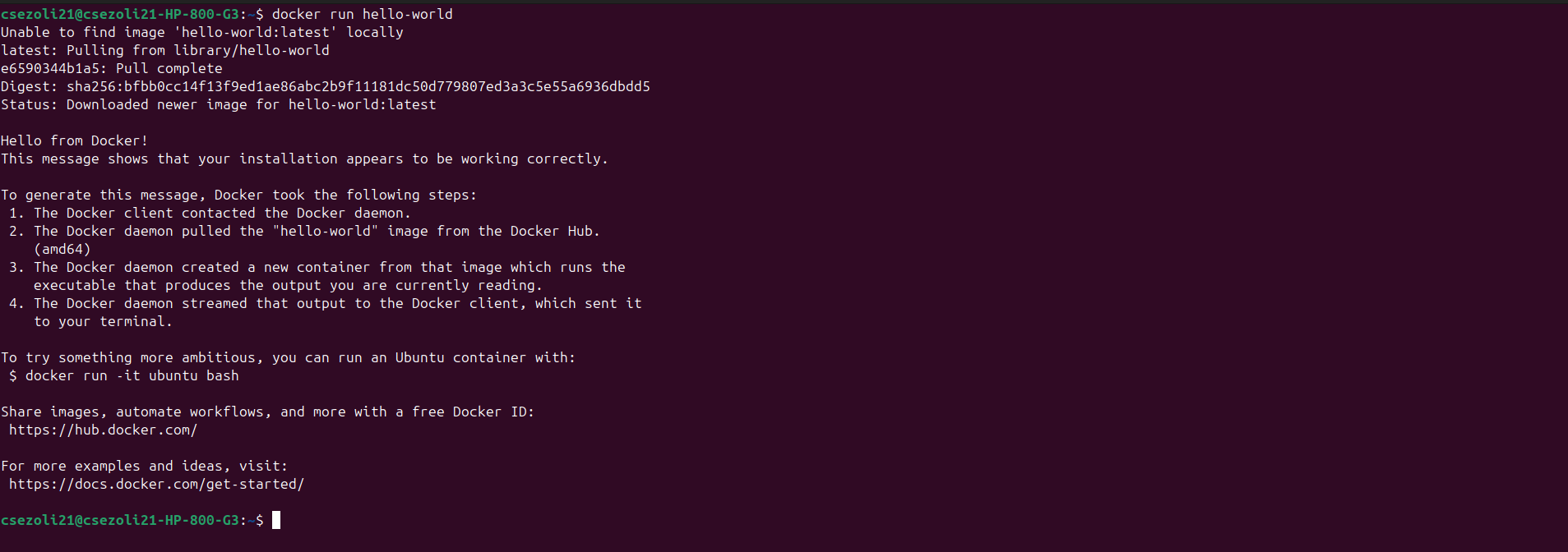 Docker Hello World example